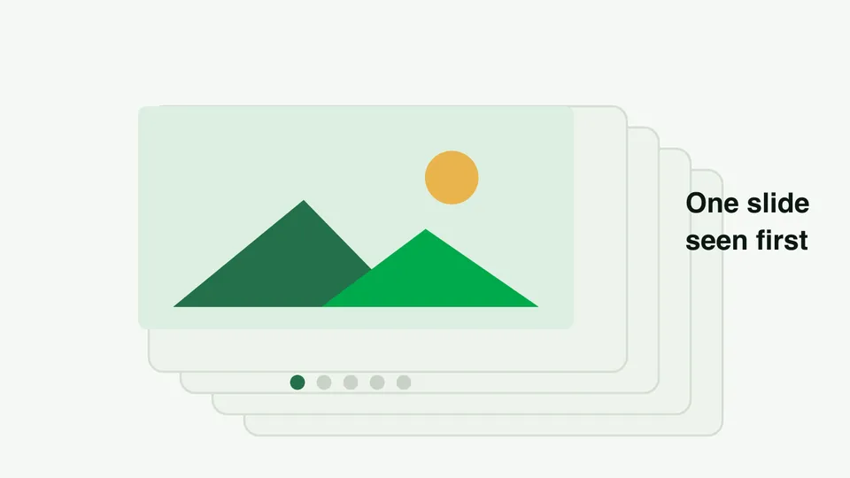 Diagram: a stack of slider images where only the first slide is seen when the page opens